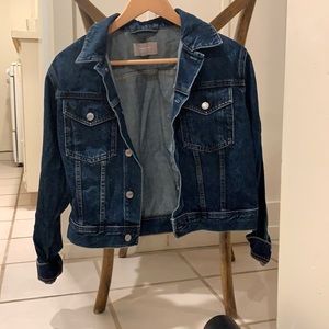 Shrunken denim everlane dark denim jacket.